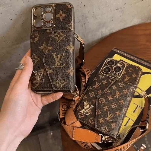 Monogram iPhone Case With Wallet And Strap Brown Small Printing-XFQ2403291 mysite