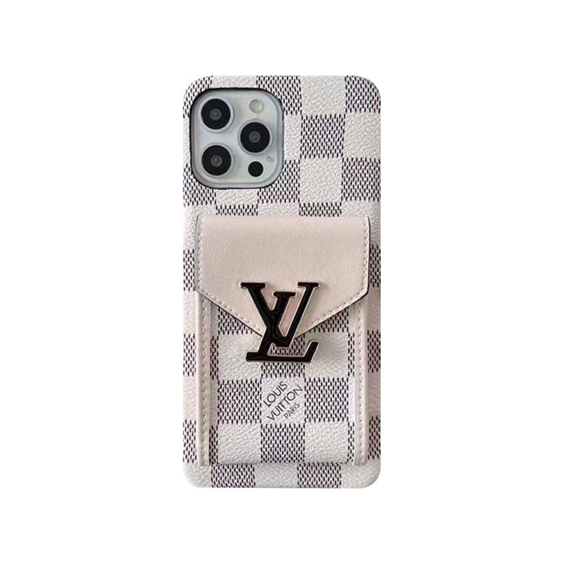 MONOGRAM IPHONE CASE WITH CARD HOLDER WHITE GRID mysite