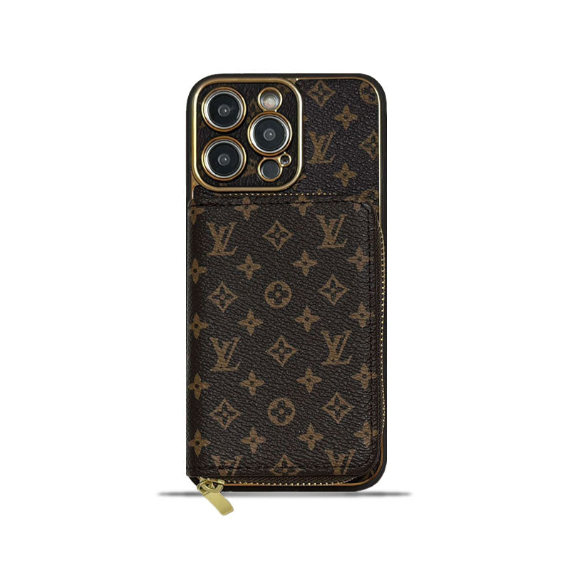 MONOGRAM IPHONE CASE WITH WALLET BROWN SMALL PRINTING mysite