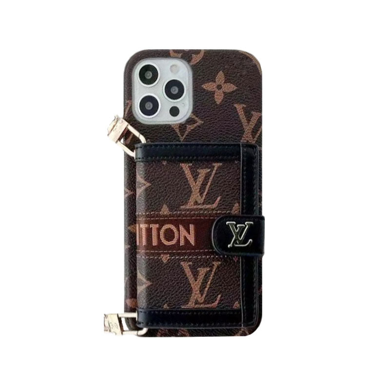 MONOGRAM IPHONE CASE WITH WALLET AND STRAP BLACK mysite