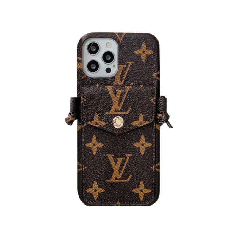 MONOGRAM IPHONE CASE WITH PURSE AND CROSSBODY STRAP BROWN mysite
