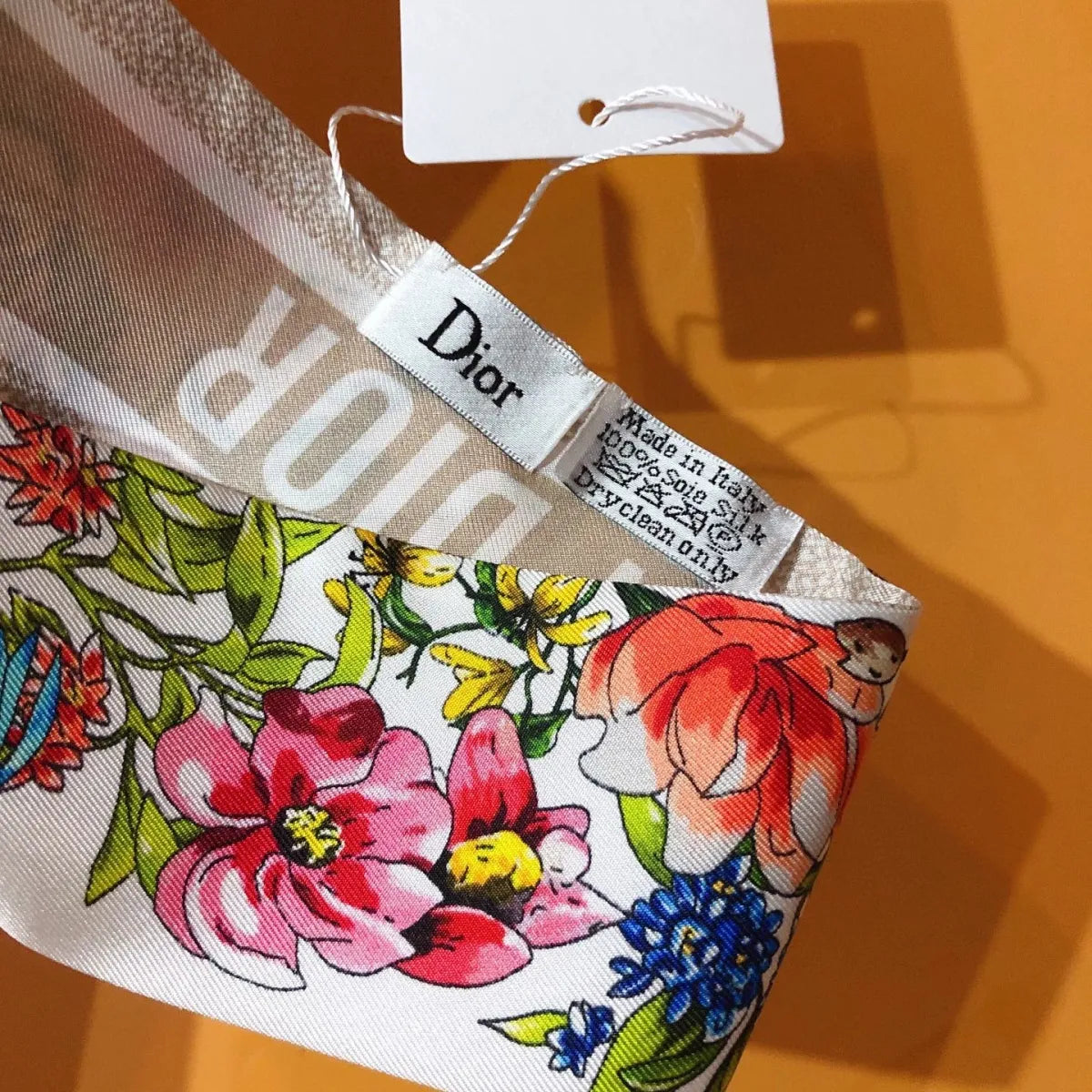 Bevel Edge Floral Double Layer Ribbon Silk Scarf mysite