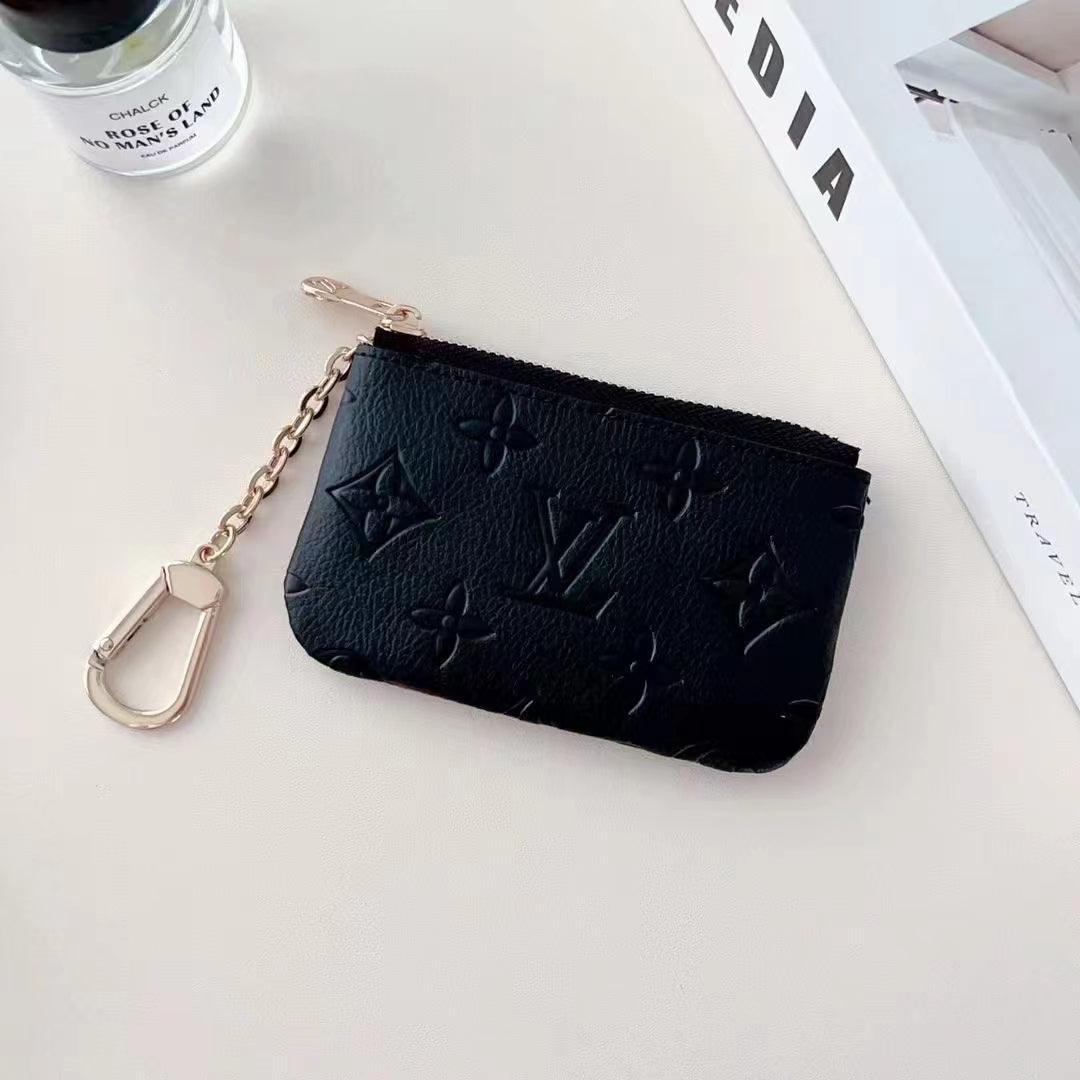 Colorful LV-Inspired Embossed Coin Pouch Collection with Chain Clip mysite