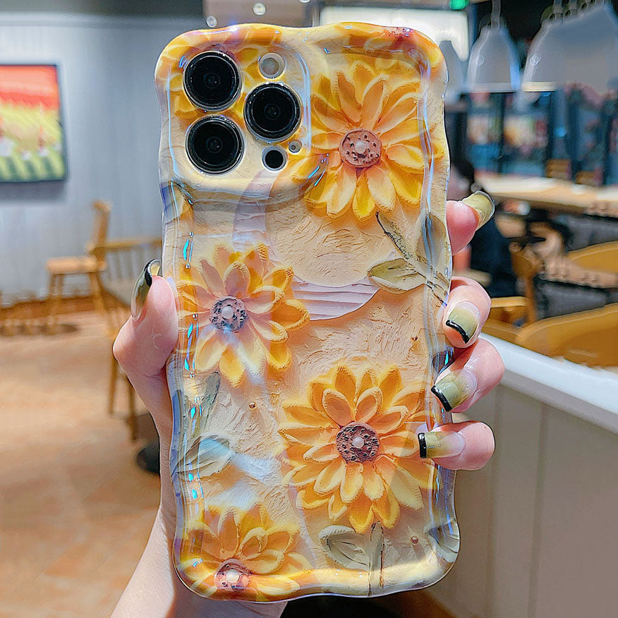 Oil Painting Daisy Flowers With Wristband For iPhone Case