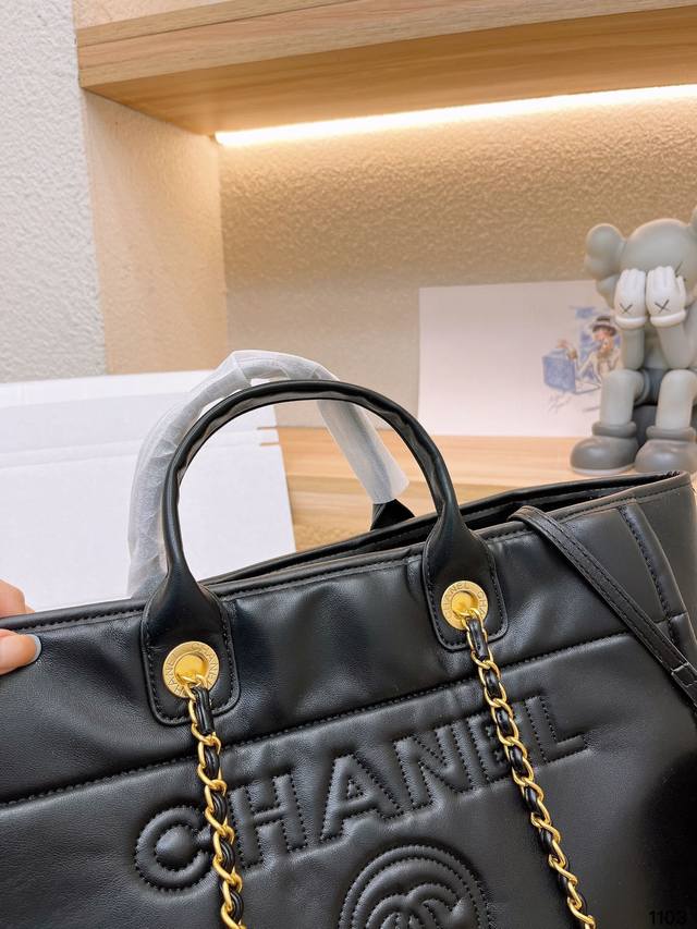 Chanel Deauville em Couro Preta Italiana Bag mysite