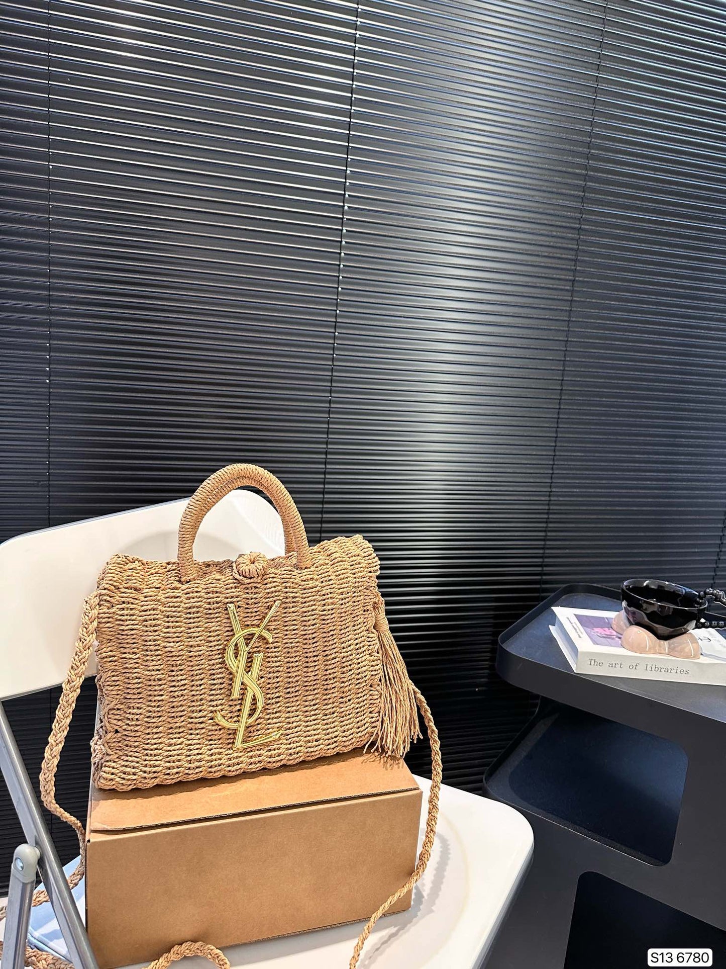 SAINT LAURENT YSL Vacation Woven Tote Bag 27x18cm mysite