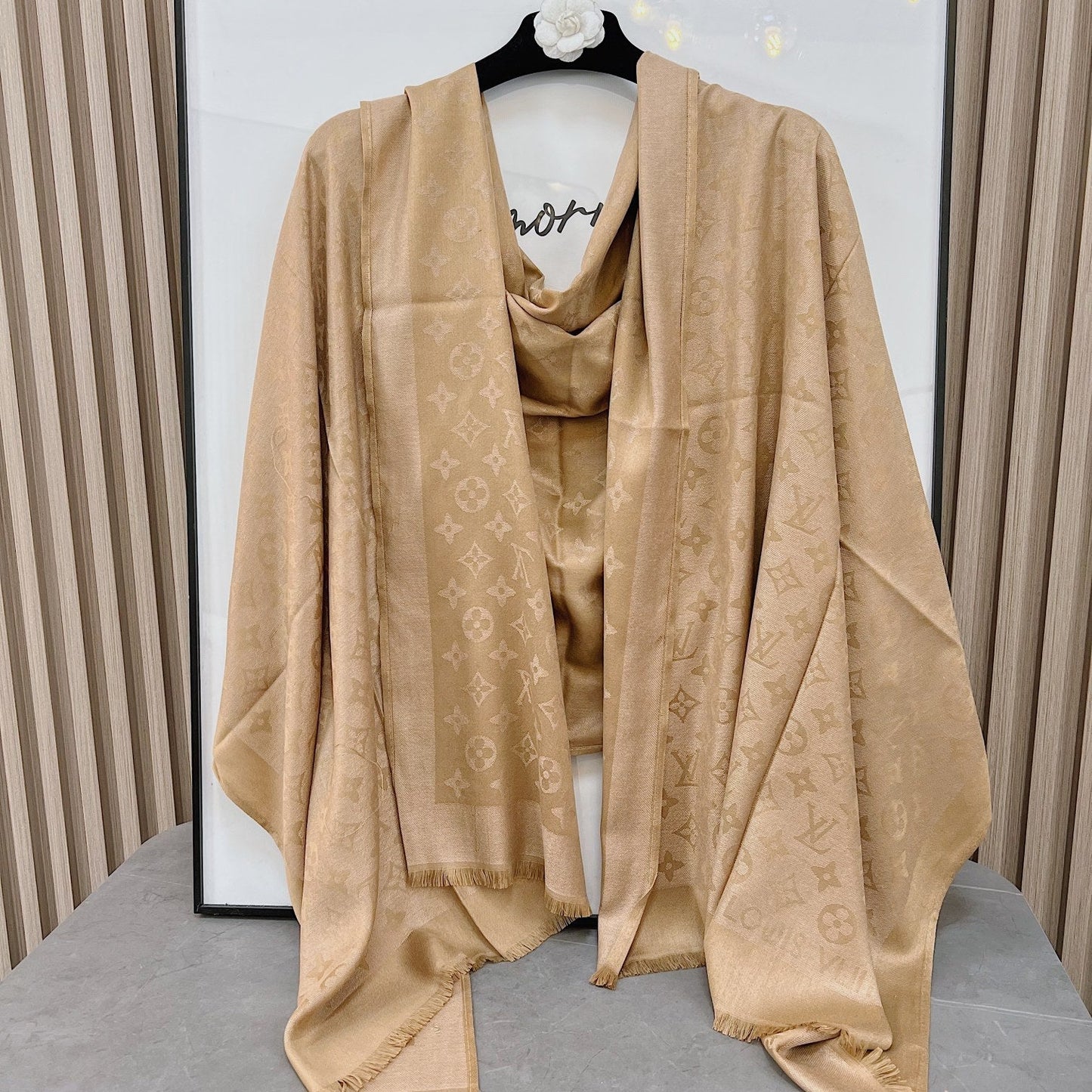Silk Satin Fringe Monogram Scarf Shawl mysite