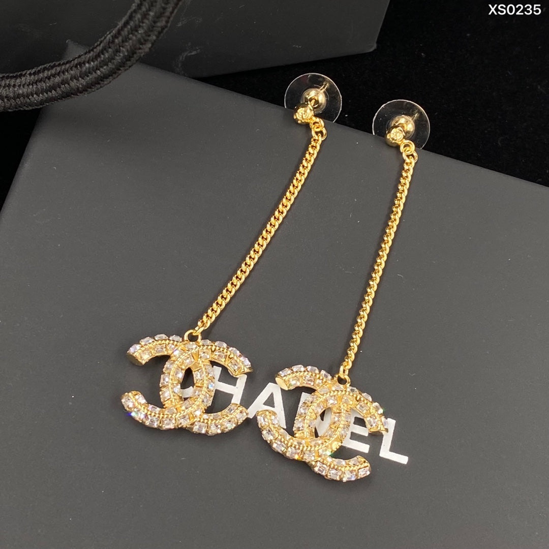 Long Chain Crystal Diamond Drop Earrings mysite
