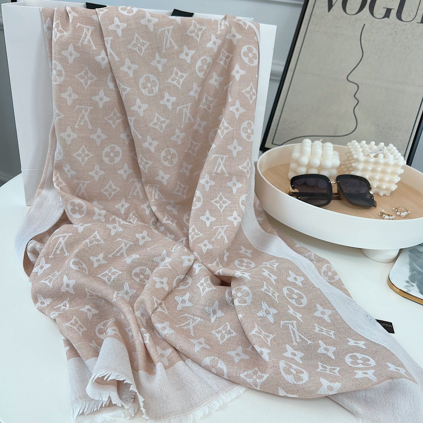 Silk Satin Fringe Monogram Scarf Shawl mysite