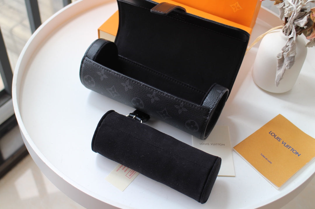 LV M47530 3 Watch Case Black Monogram Eclipse Canvas & Cowhide HW mysite