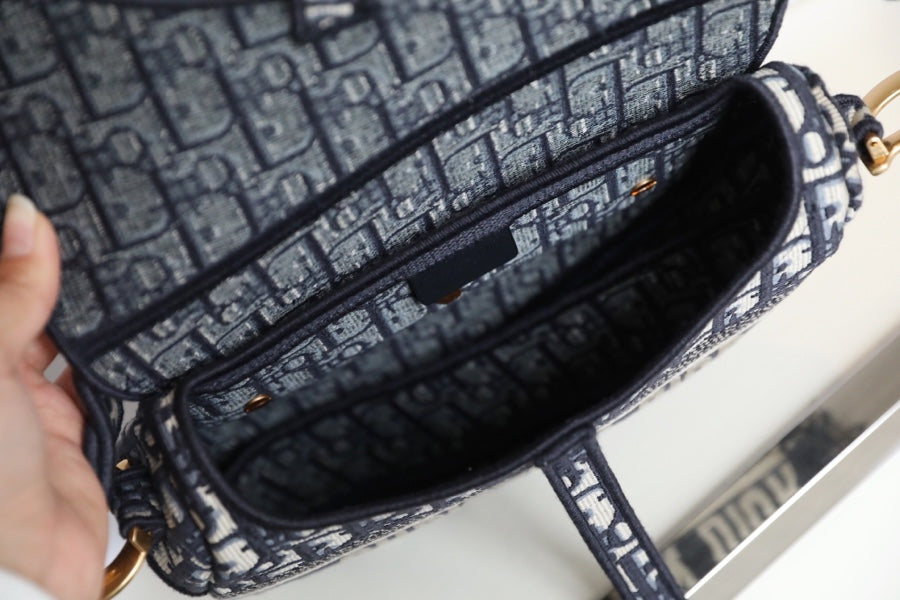 CD Oblique Saddle Bag Blue Canvas mysite