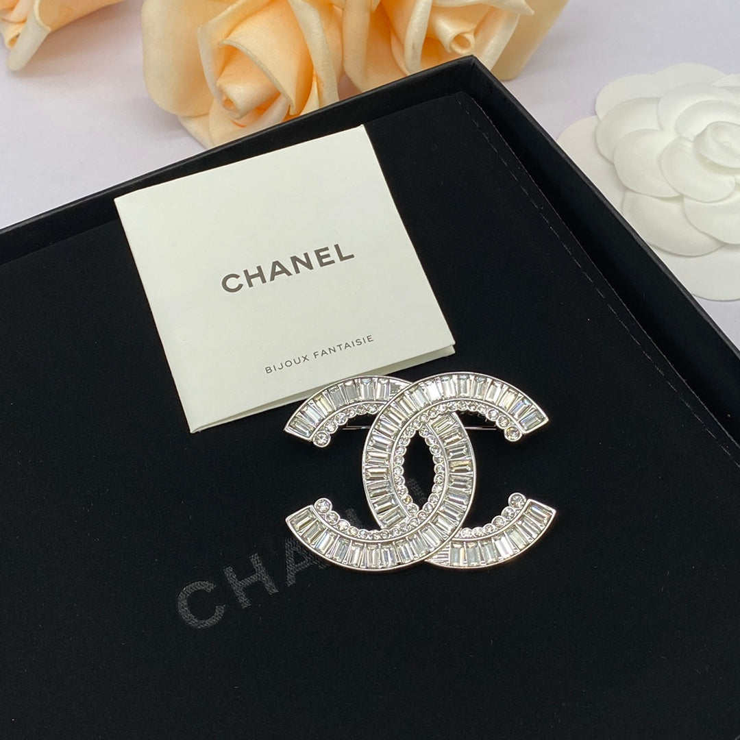 Crystal Baguette Silver Brooch and Earrings mysite