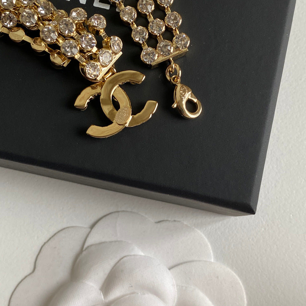 Yellow Gold Crystal Collar Necklace mysite