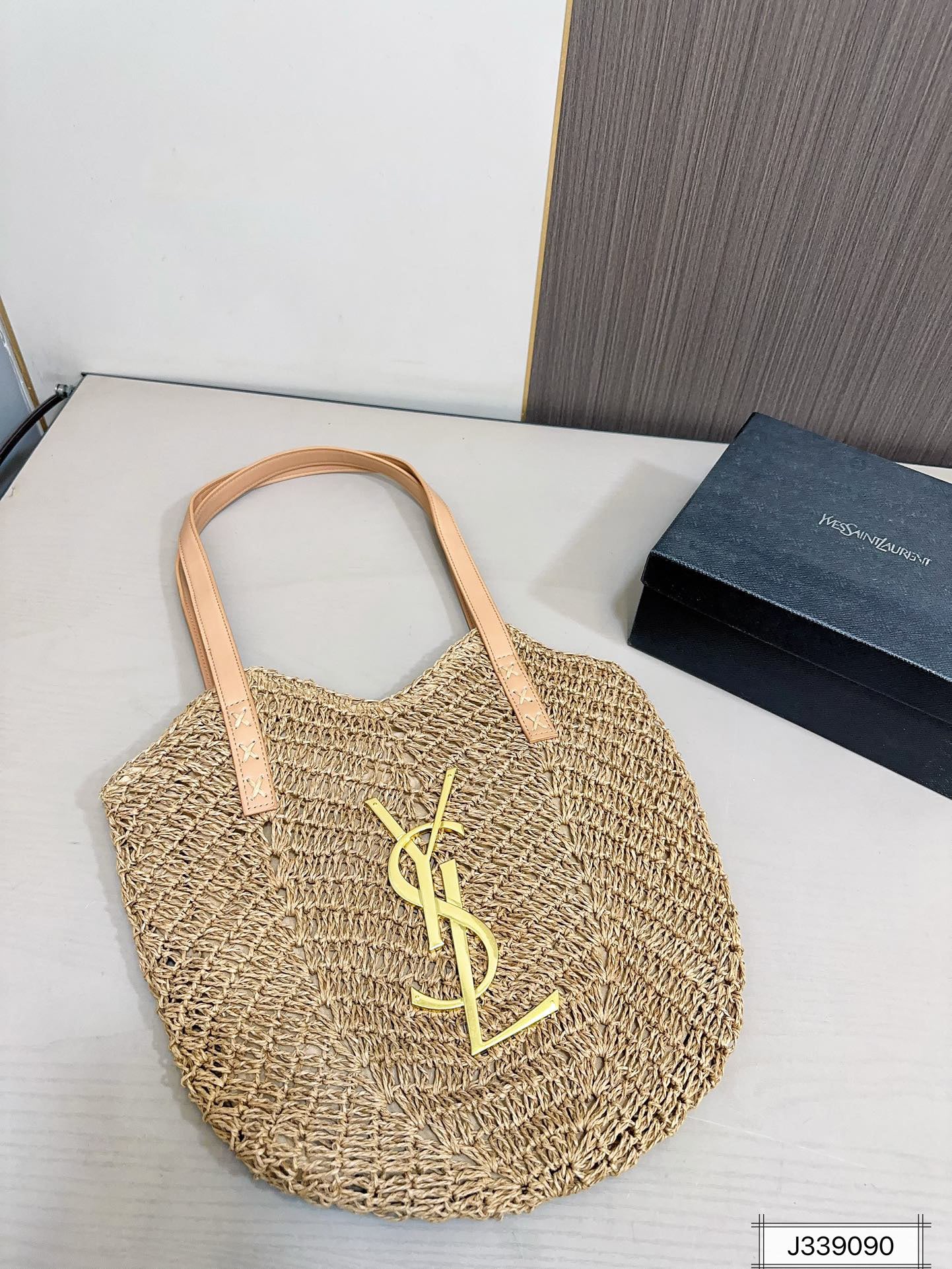 YSL SAINT LAURENT Vacation Casual Raffia Woven Tote Bag 35x32cm mysite