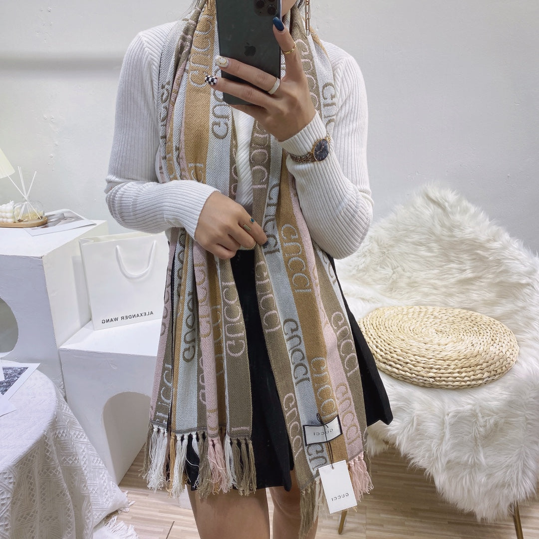 Double-sided Jacquard Fringed Scarf Shawl mysite