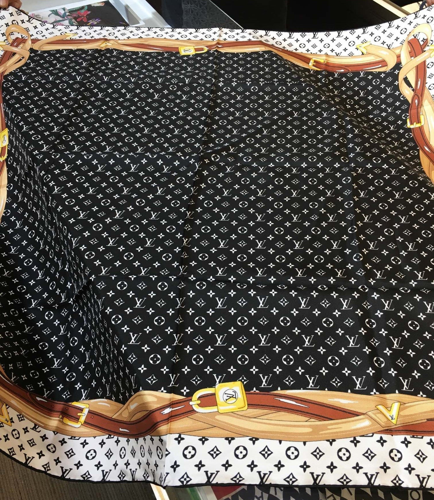 Leather Edge Square Silk Scarf mysite