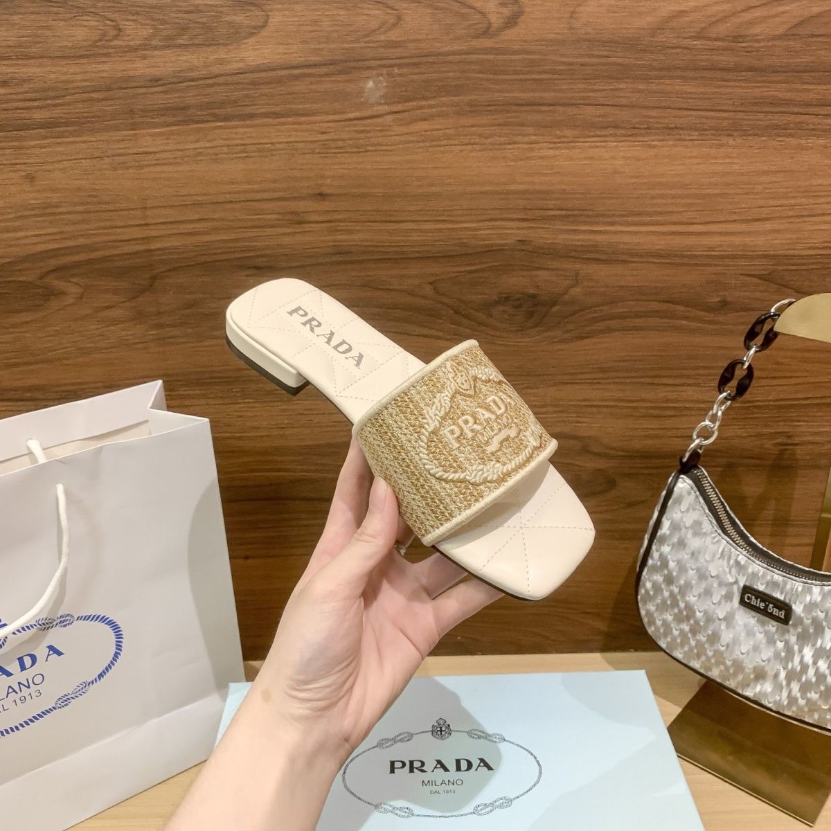 Letter Embroidery Flat Slippers mysite