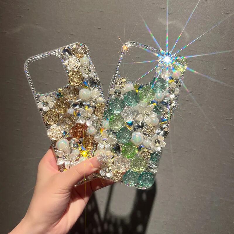 Luxury Rhinestone Diamond Rose iPhone Case