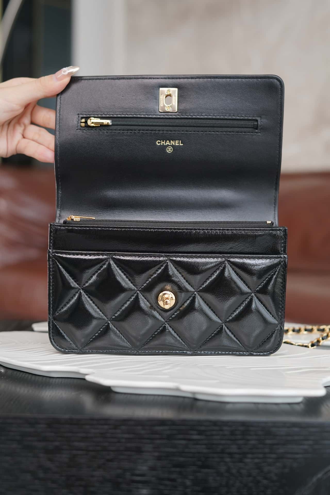 Chanel 24B WOC Top Handle in Black Shiny Lambskin GHW mysite