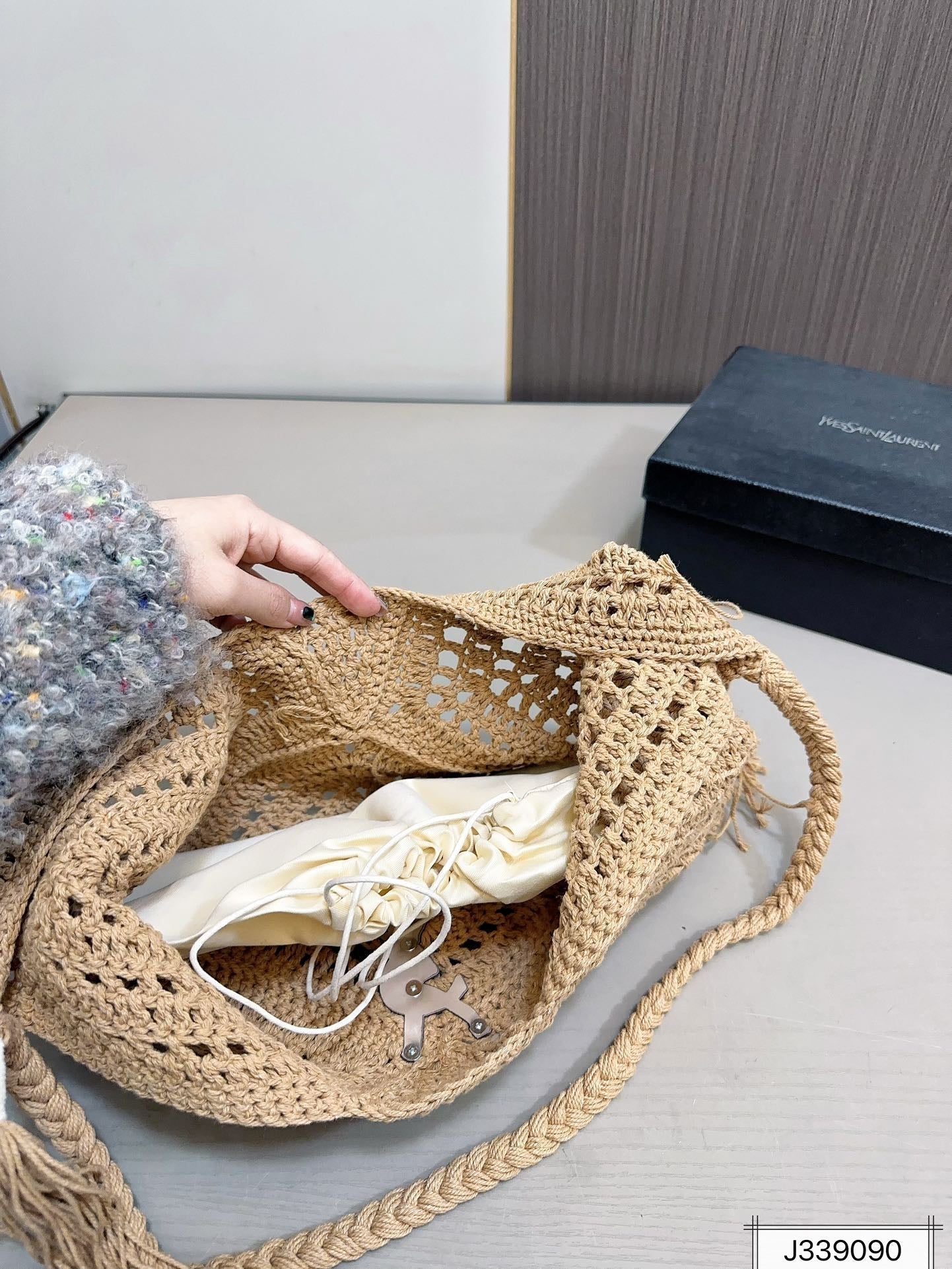 SAINT LAURENT YSL Raffia Tote Bag Beach Casual 37x22cm mysite