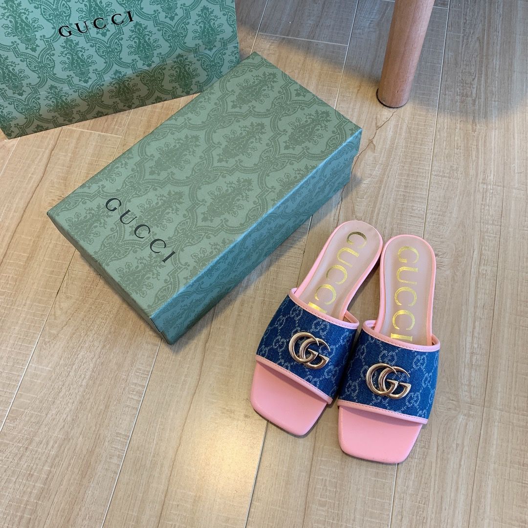 Denim Embossed Flat Slippers mysite