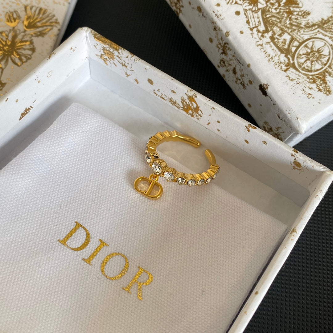 Crystal Diamond Letter Pendant Open Ring mysite