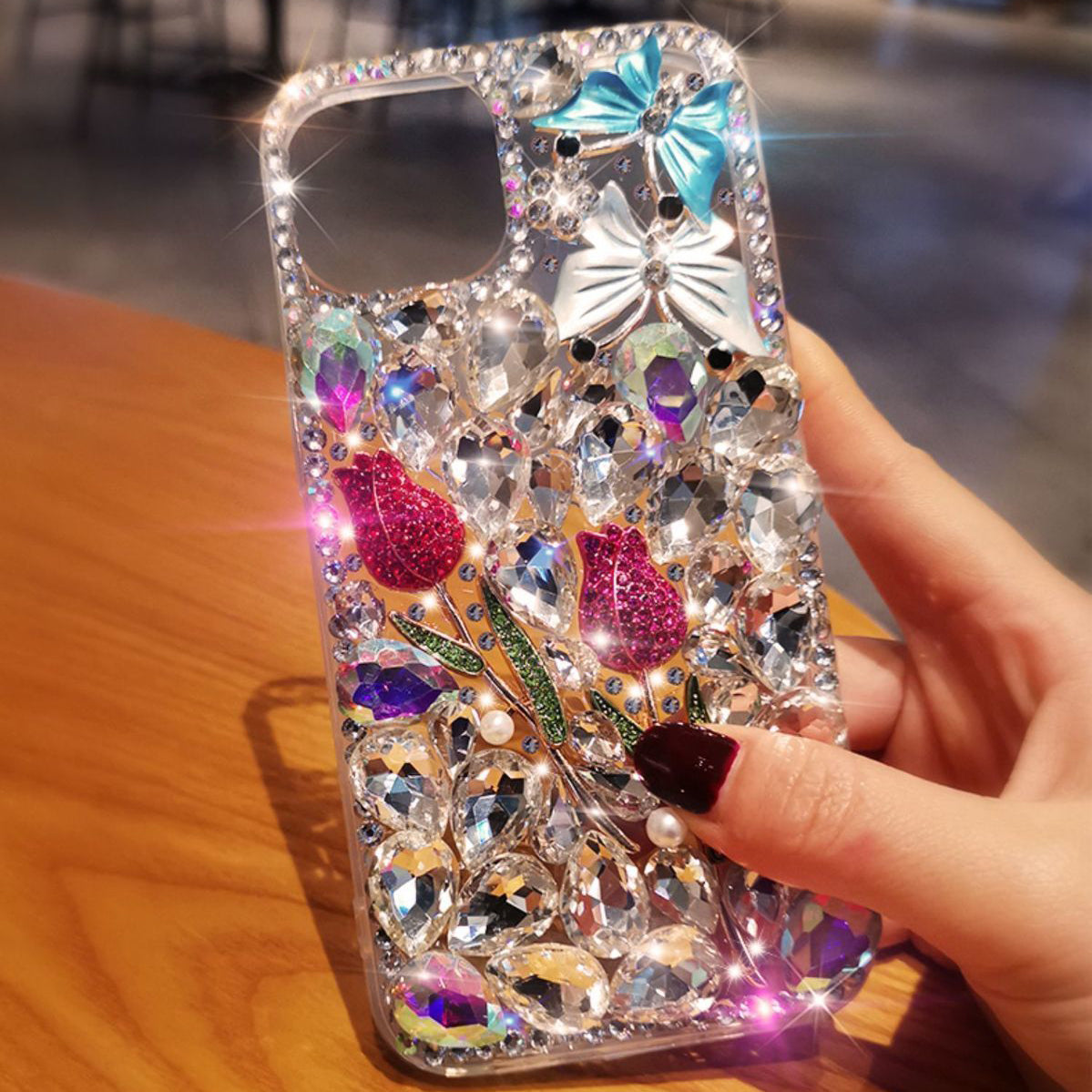 Luxury Rhinestone Diamond Flower iPhone Case