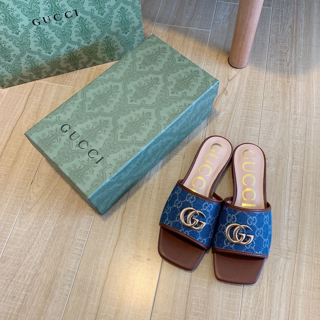 Denim Embossed Flat Slippers mysite