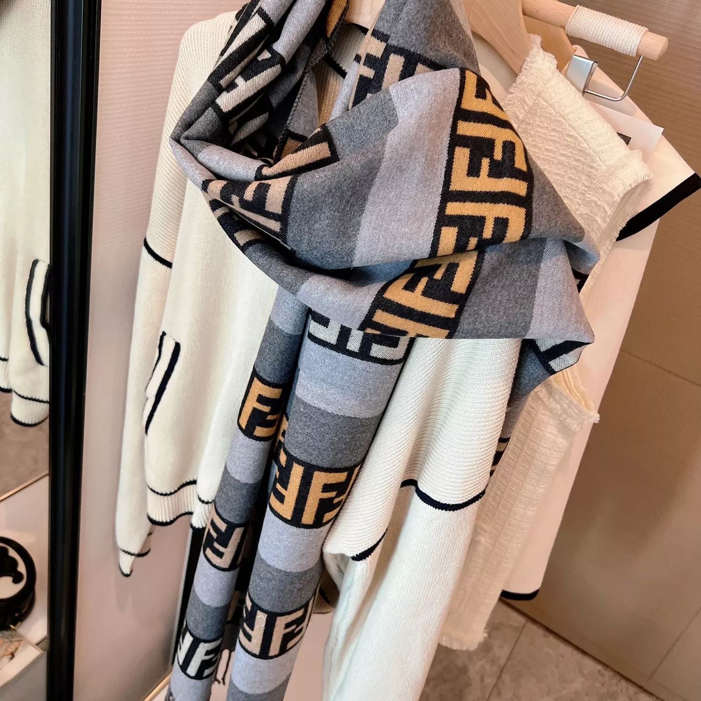 F-letter Cashmere Fringed Scarf Shawl mysite