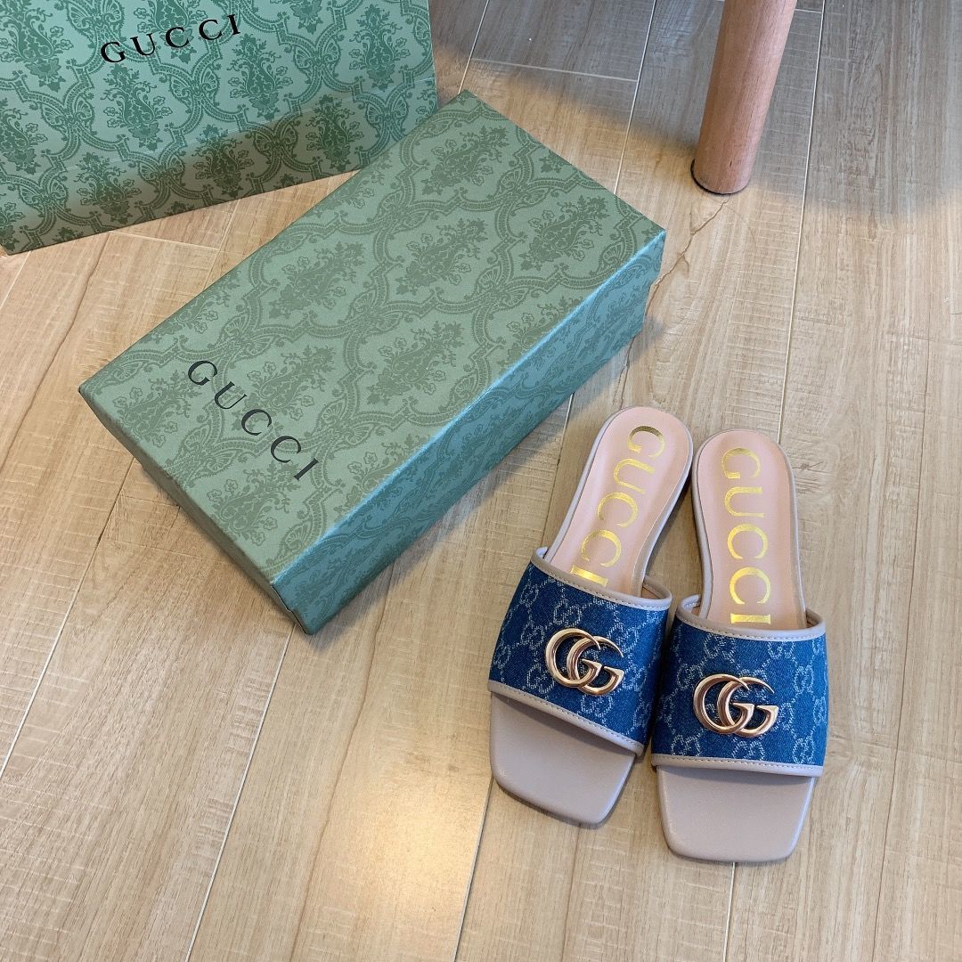 Denim Embossed Flat Slippers mysite
