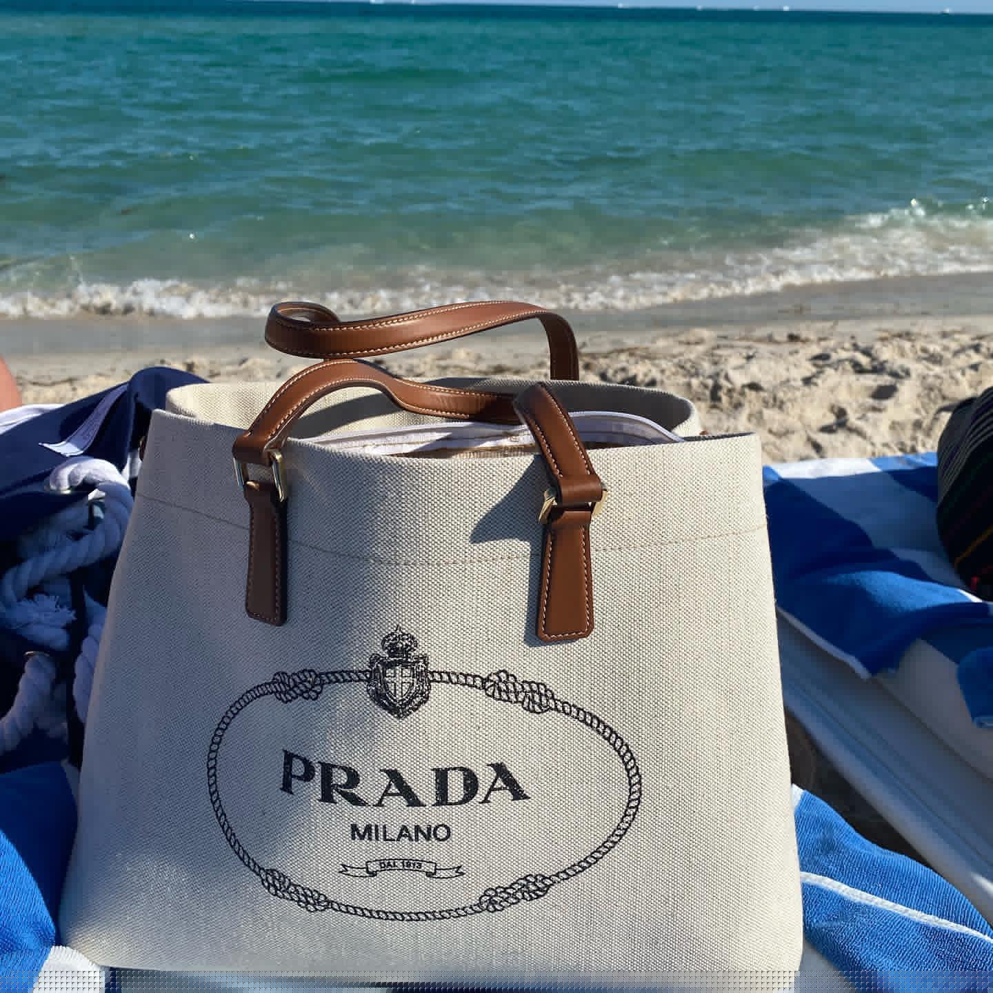 Prada logo-print canvas tote bag mysite