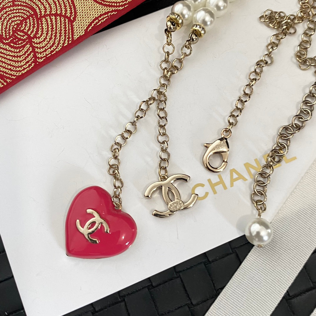 Pink Heart Pendant Pearl Necklace mysite