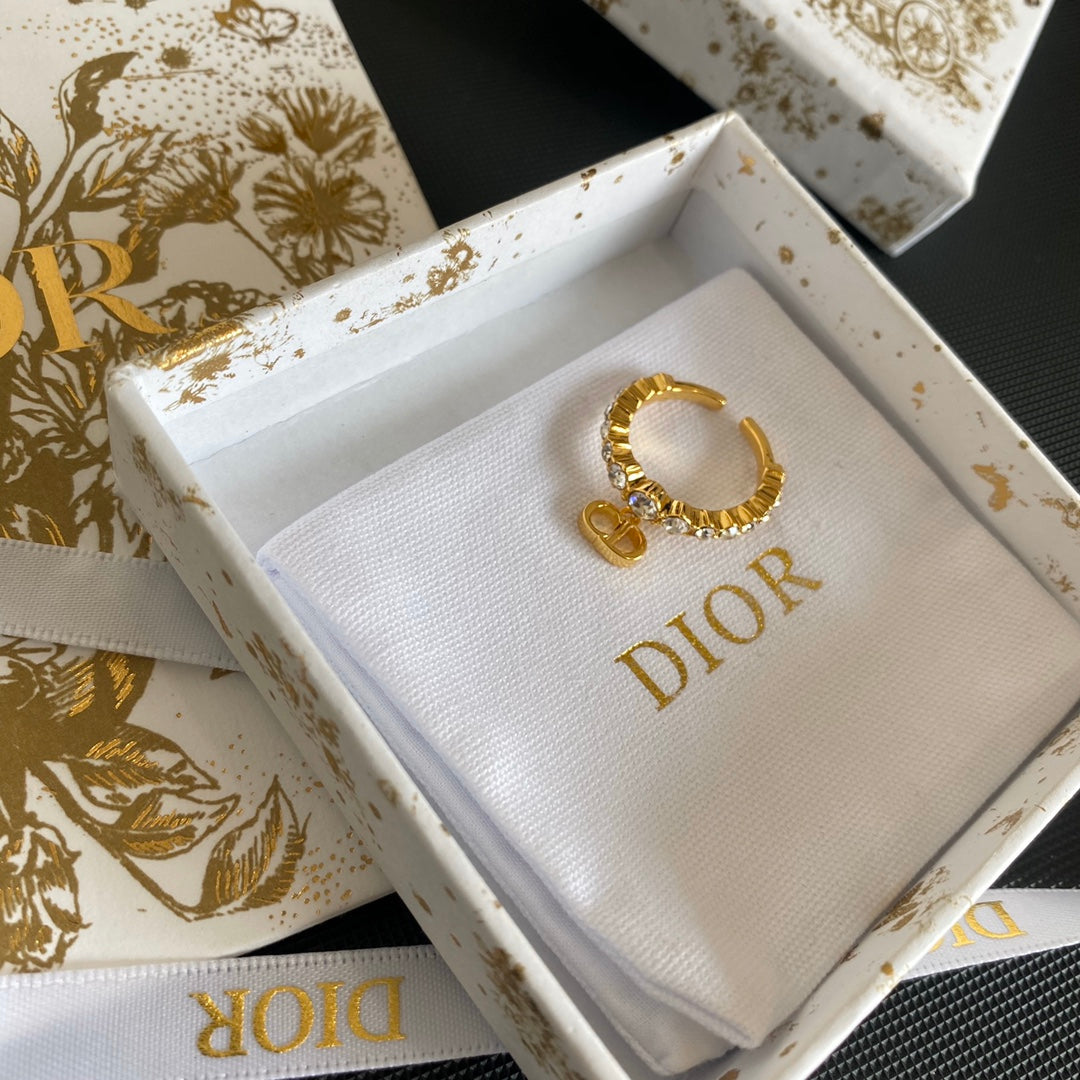 Crystal Diamond Letter Pendant Open Rings-s mysite