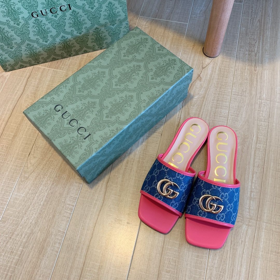 Denim Embossed Flat Slippers mysite