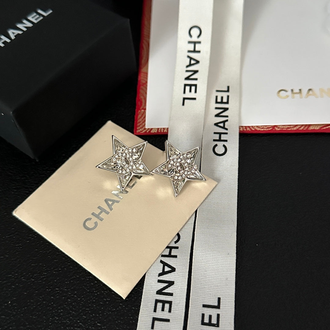 Star Rhinestone Silver Earrings mysite