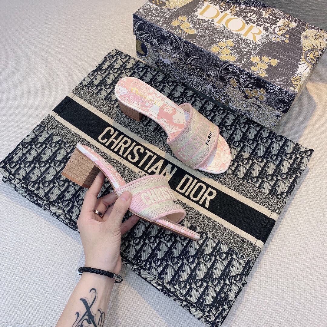 Embroidered Block Heel Slippers-1 mysite