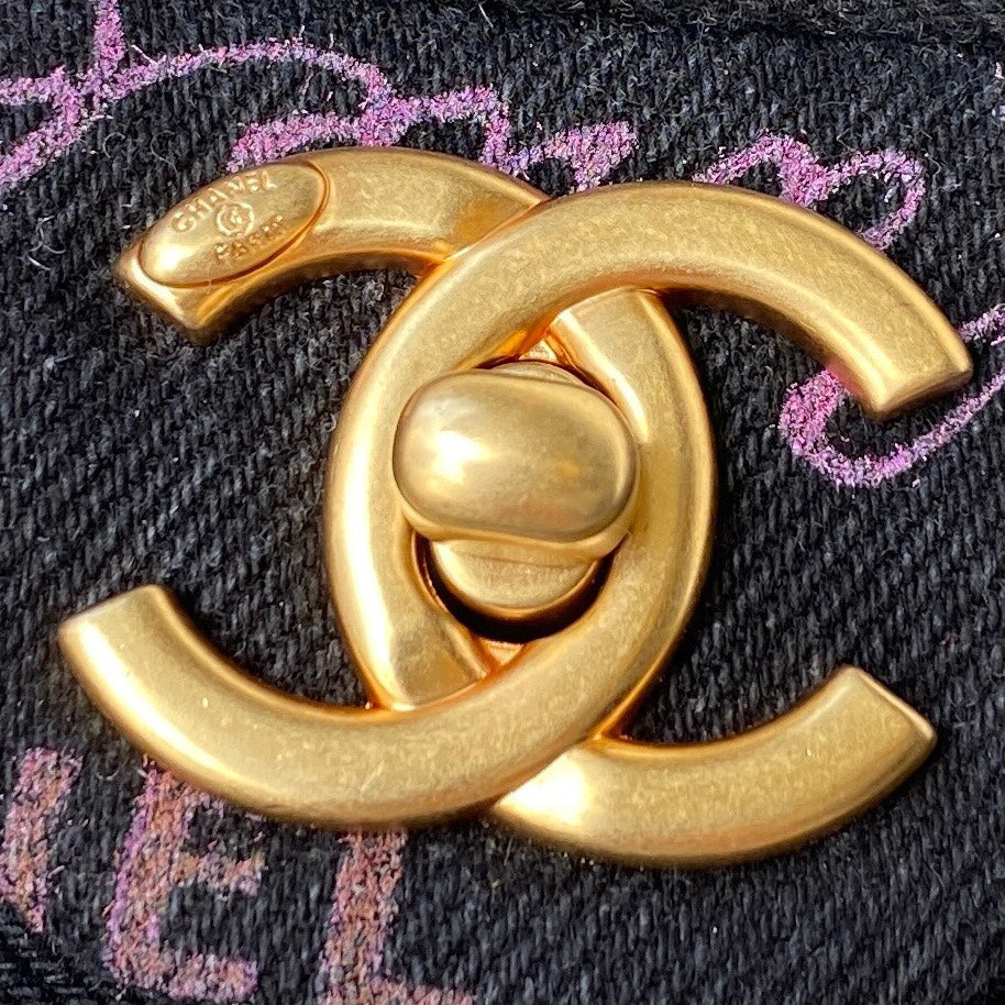 CHANEL Small Flap Bag Black Denim AS3134 - 23 x 14 x 8cm mysite