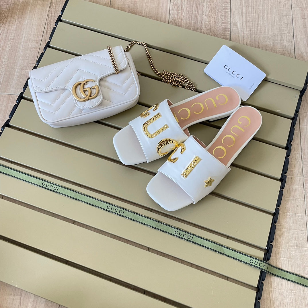 Vintage Embossed Letters Slippers mysite