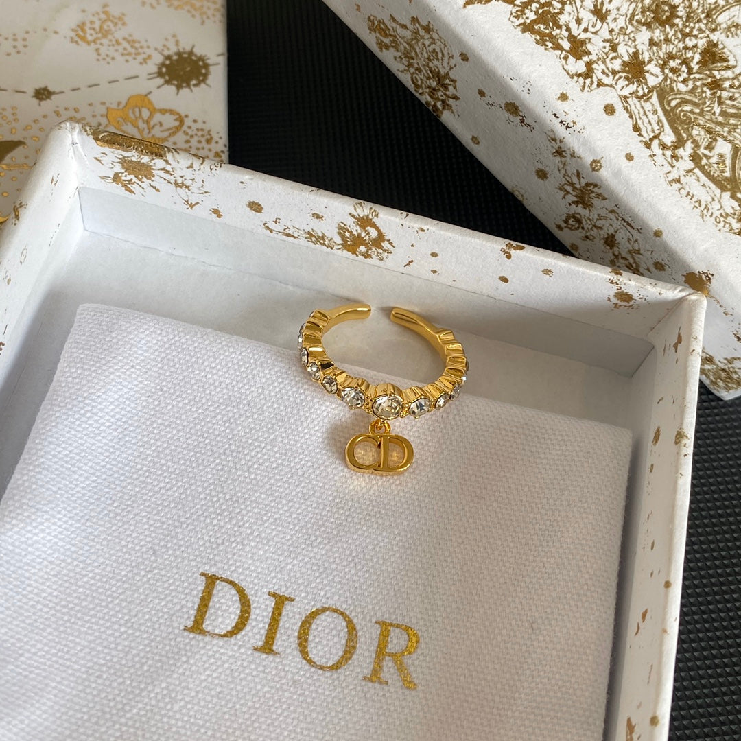 Crystal Diamond Letter Pendant Open Ring mysite