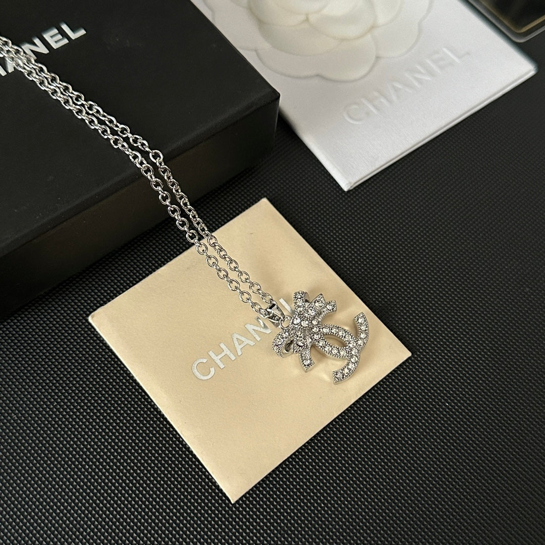 Diamond Bow Logo Pendant Necklace mysite