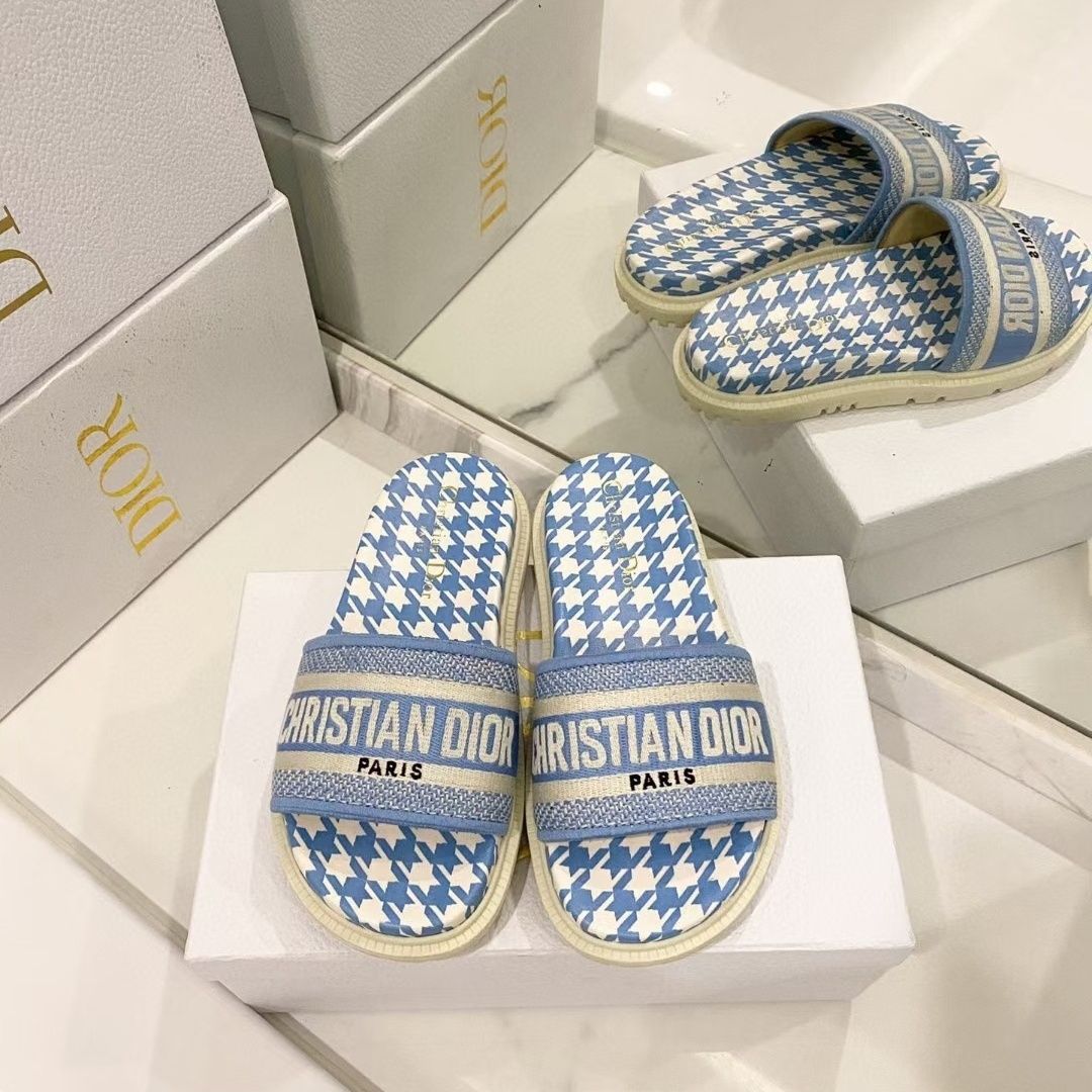 Houndstooth Embossed Slipper Sandals mysite