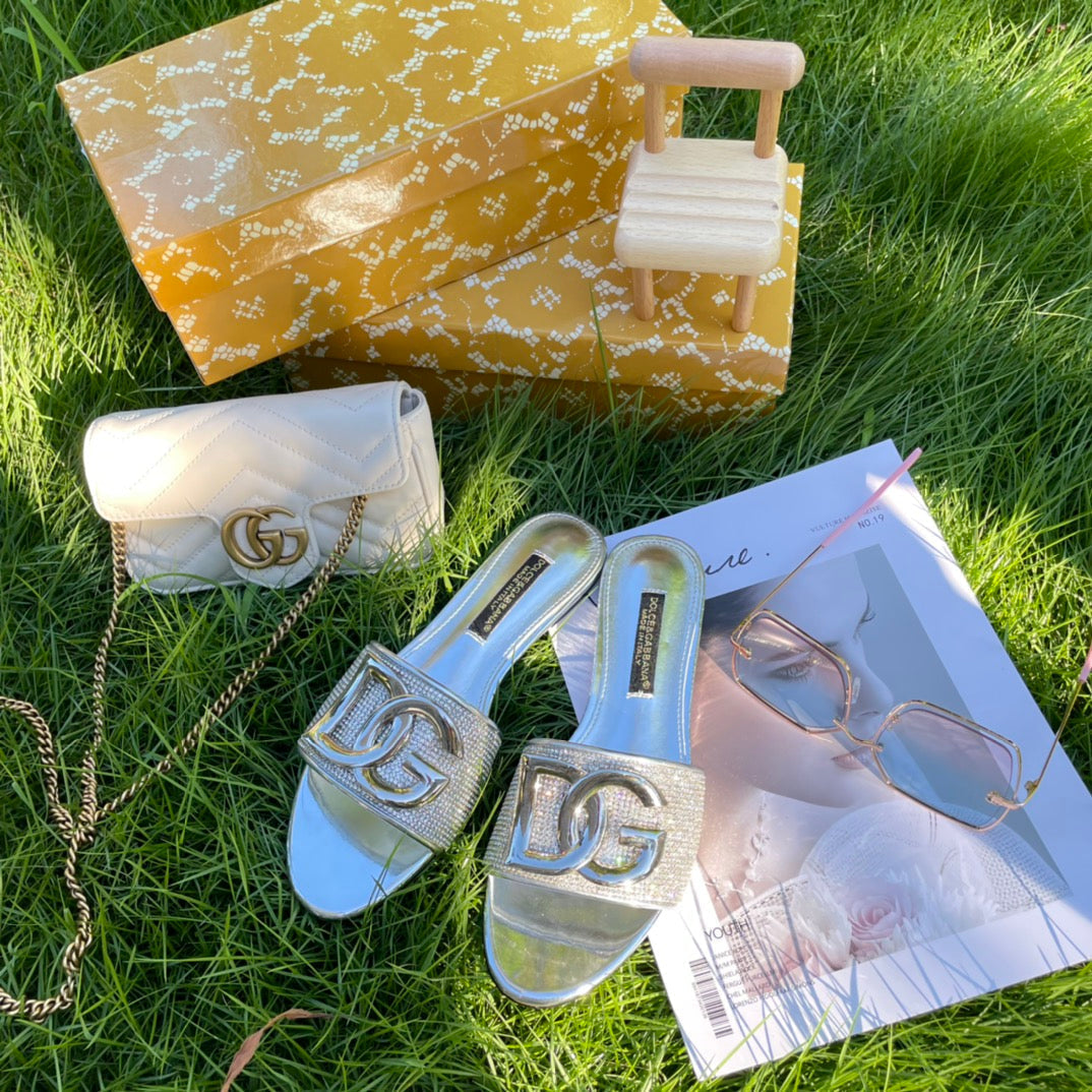 Metal Buckle Rhinestone Slippers mysite