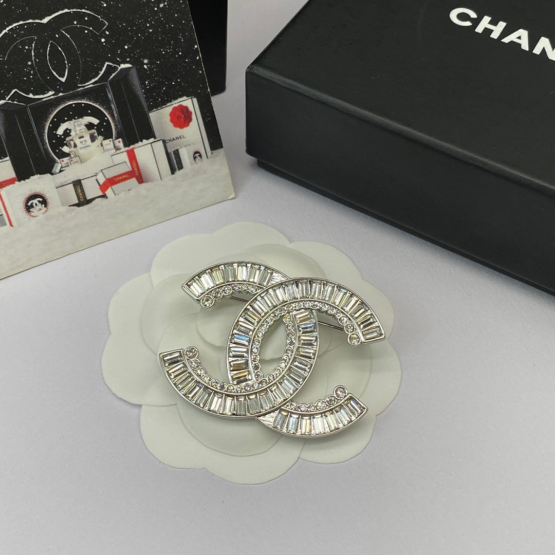 Crystal Baguette Silver Brooch and Earrings mysite