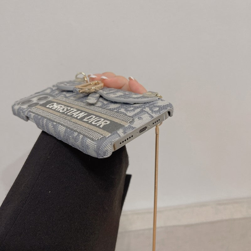 CD Black & Grey Fabric Card Bag Crossbody iPhone Case mysite