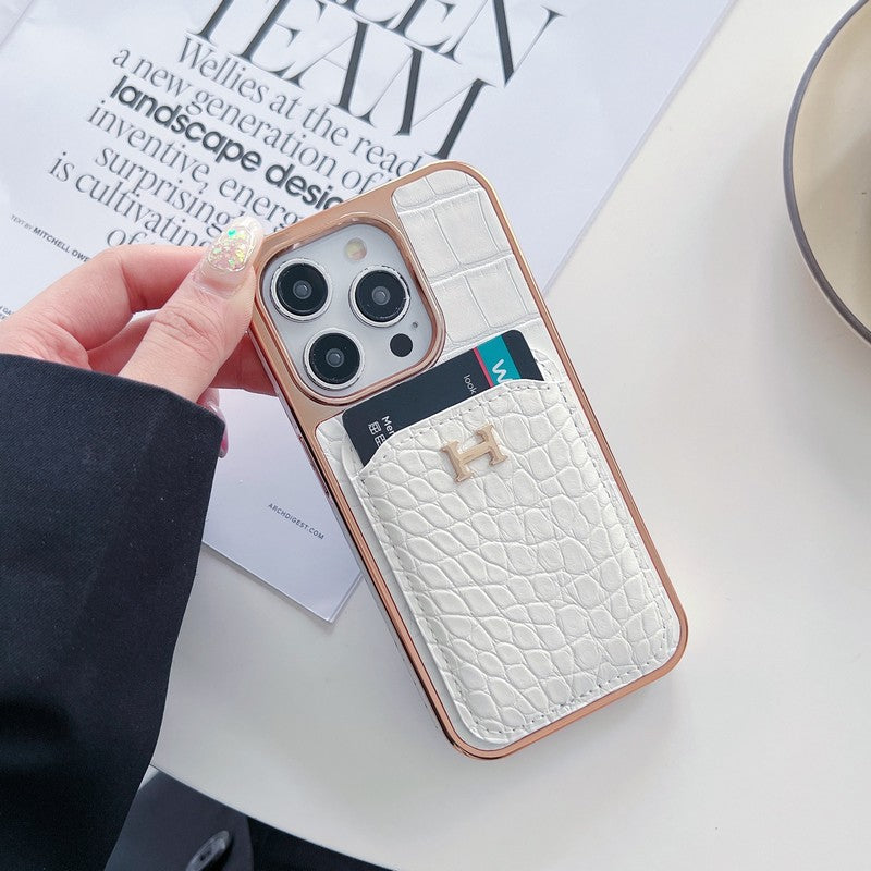 H Rose Gold Leather iPhone Case mysite