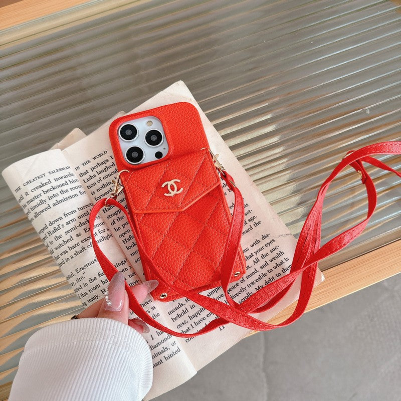 CC Card Bag Color Leather Chain iPhone Case mysite