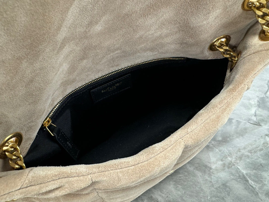 LOULOU PUFFER SMALL 29 LIGHT BROWN SUEDE GHW mysite