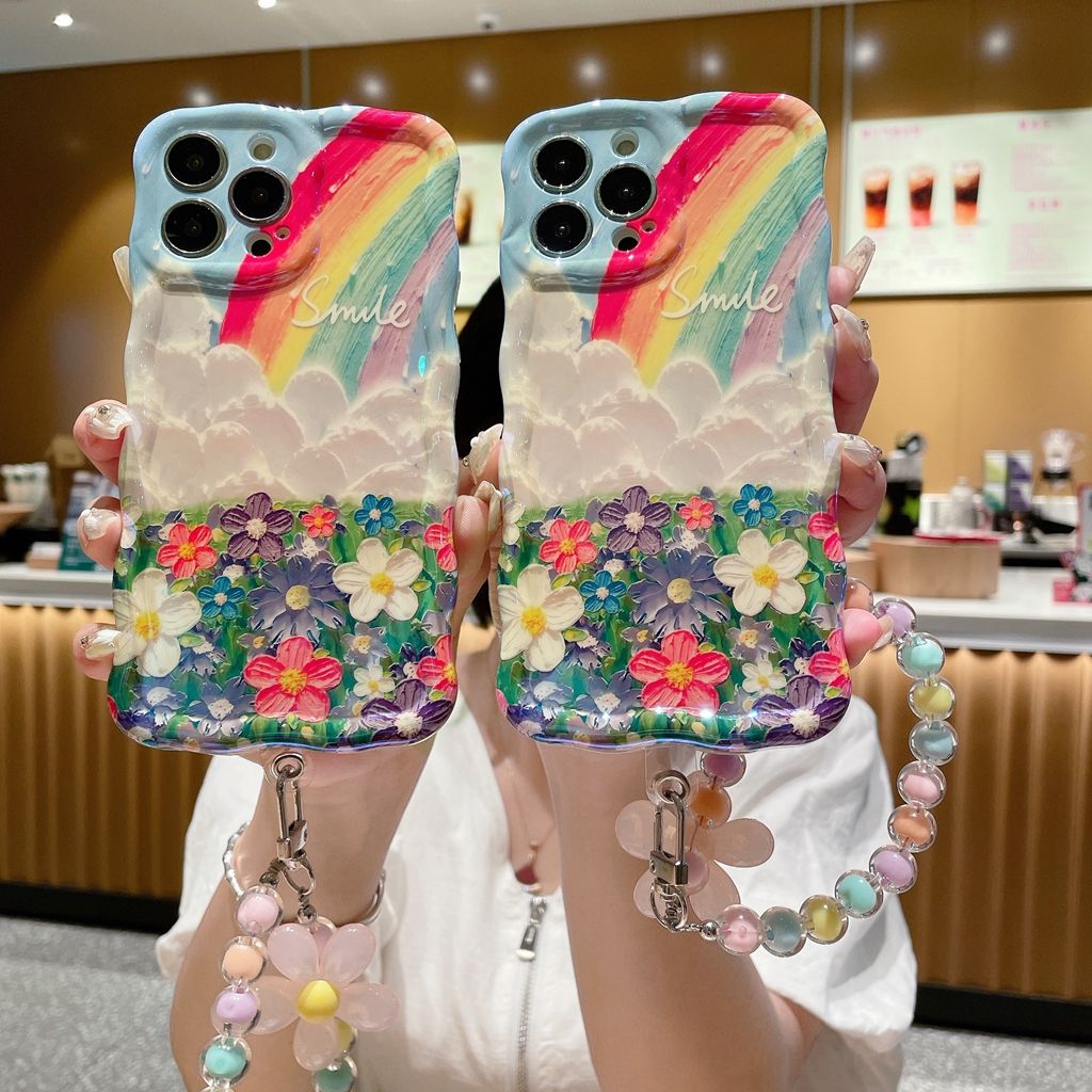 Rainbow Cloud Flower With Wristband For iPhone Case