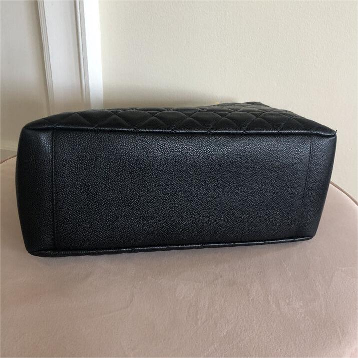 Authentic Chanel CC BlackGold Caviar Quilted Grand Shopping Tote mysite