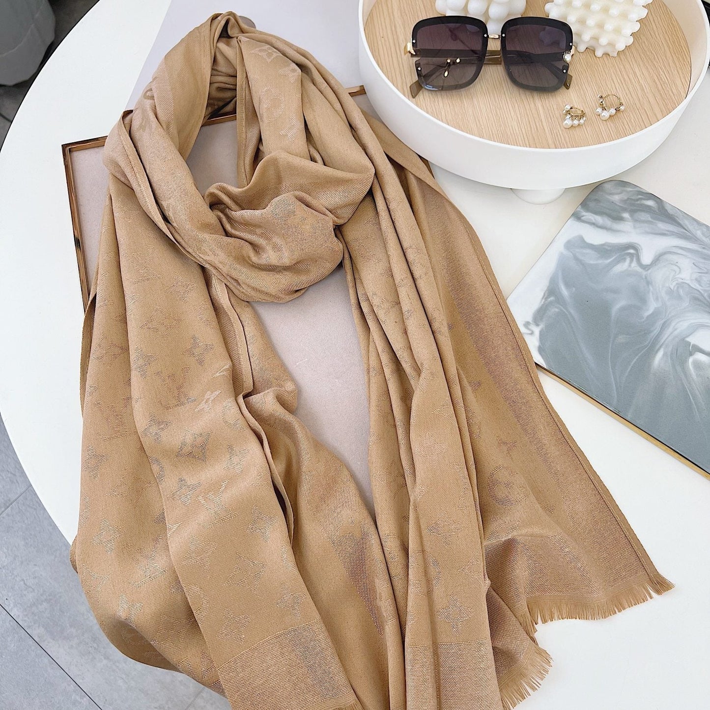 Silk Satin Fringe Monogram Scarf Shawl mysite